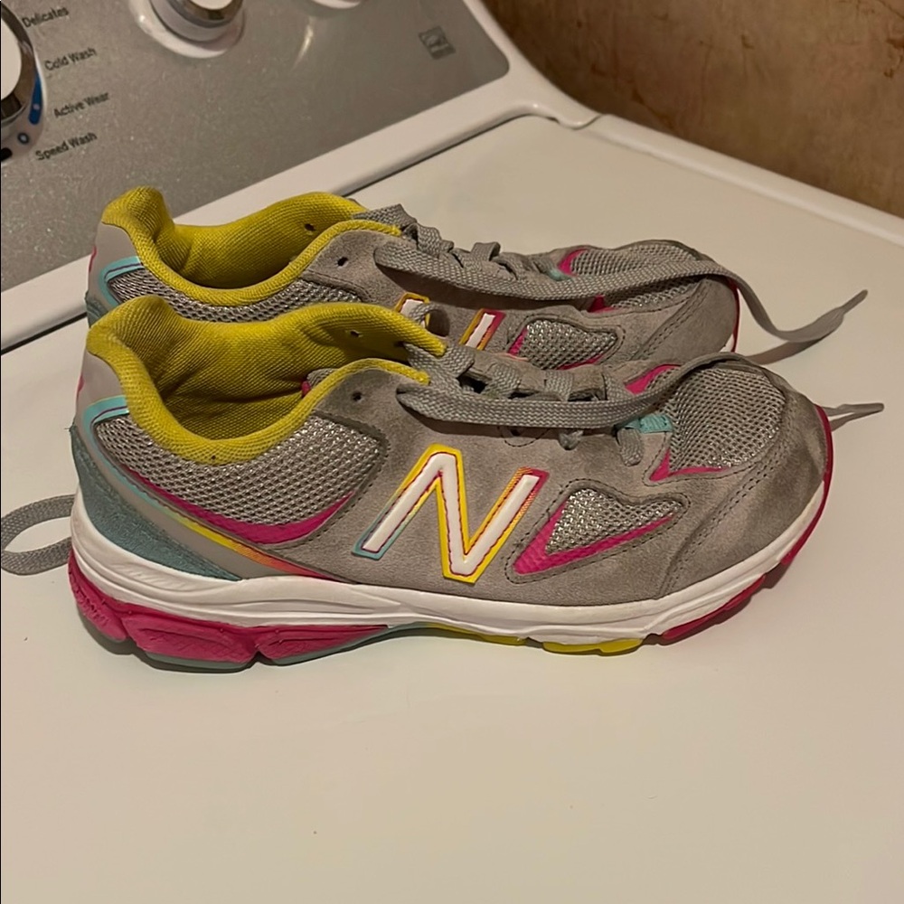 New Balance Kids Shoes in Gray, Pink, and Yellow